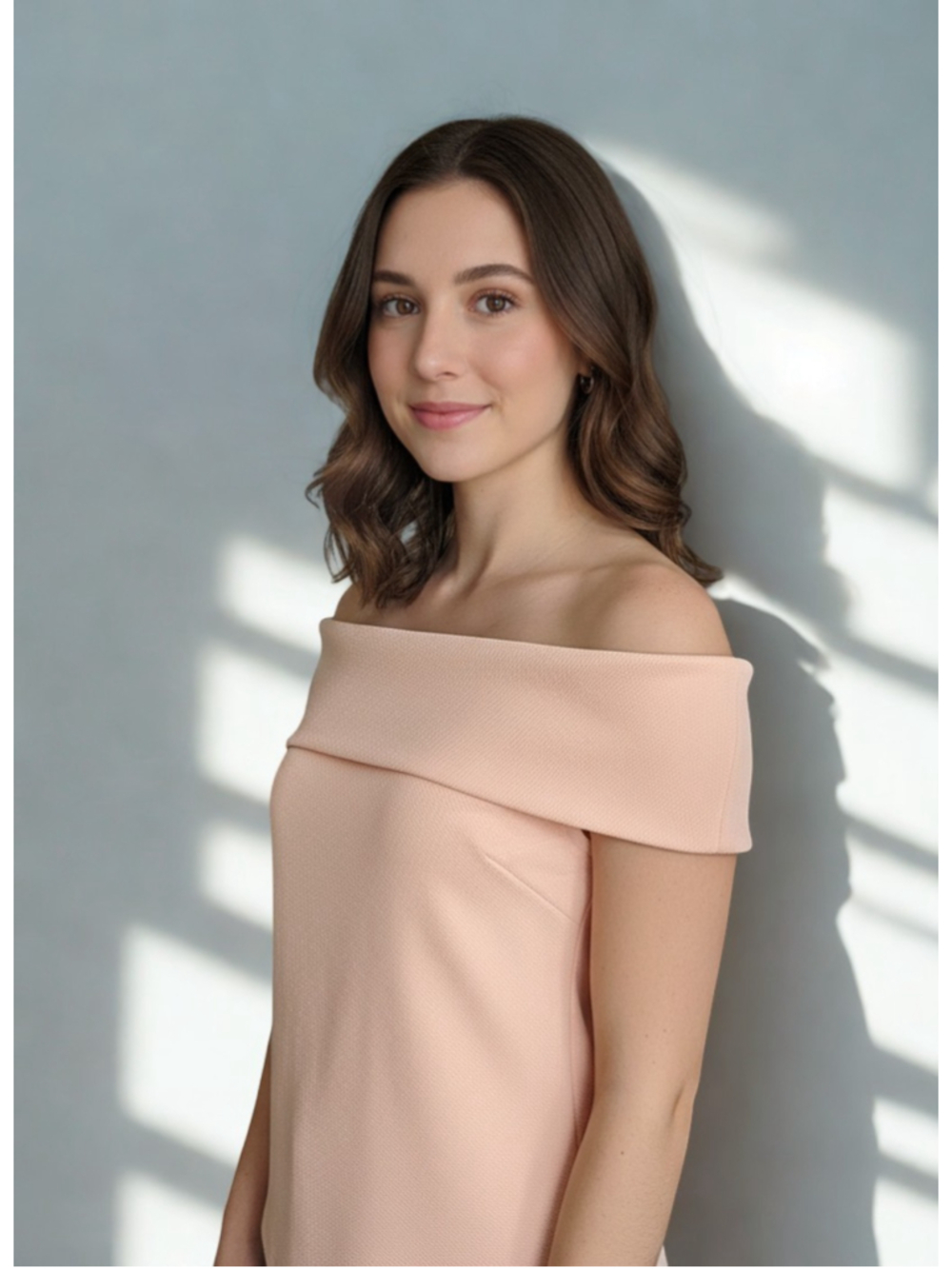 Women’s Blush Pink Off Shoulder Cowl Neck Textured Sleeveless Top Blouse